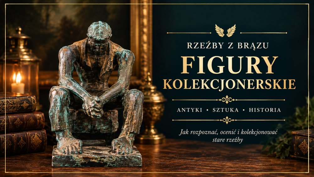 Rzeźba z brązu – stara figura kolekcjonerska z patyną